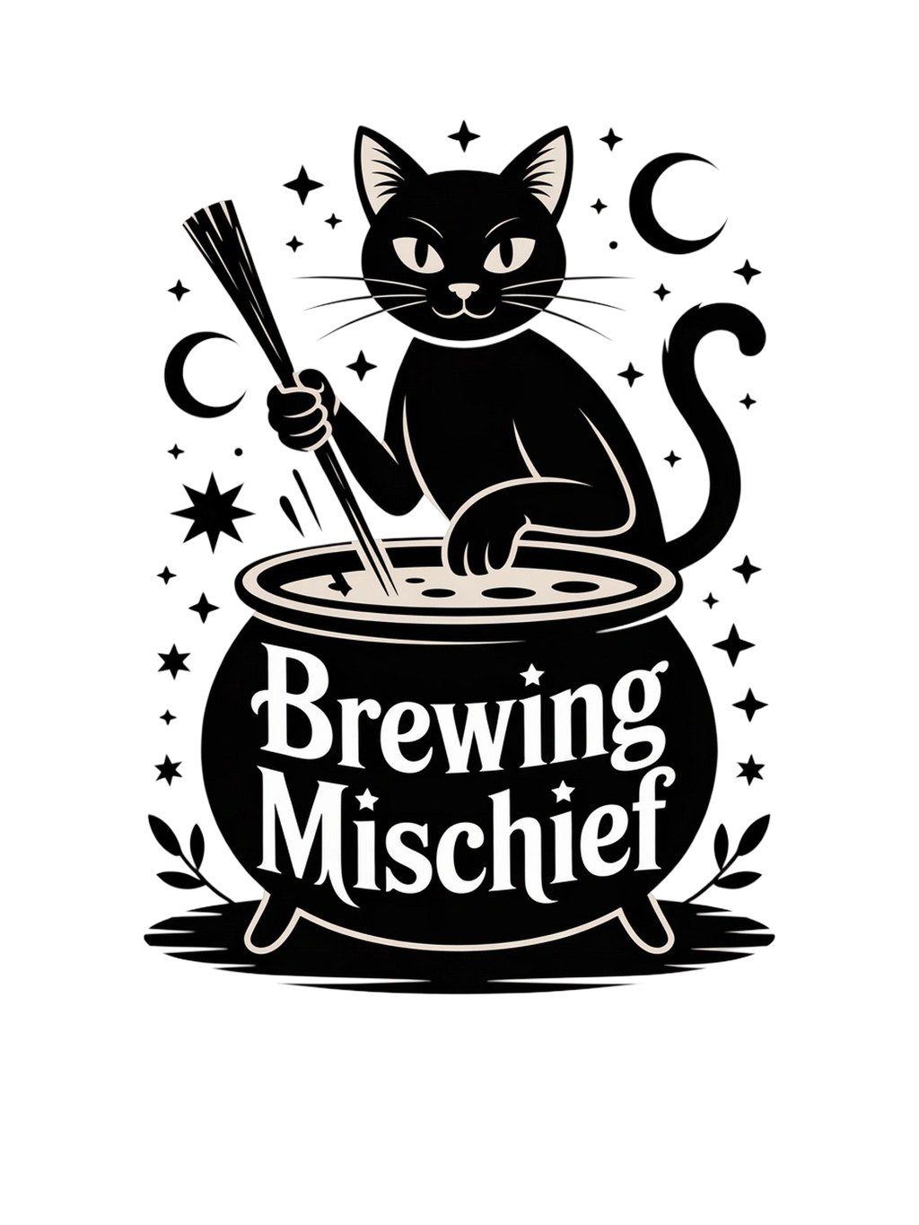 Witchy Black Cat Brewing Mischief Witchy Black Cat Brewing Mischief Tee - Mystical Vibes