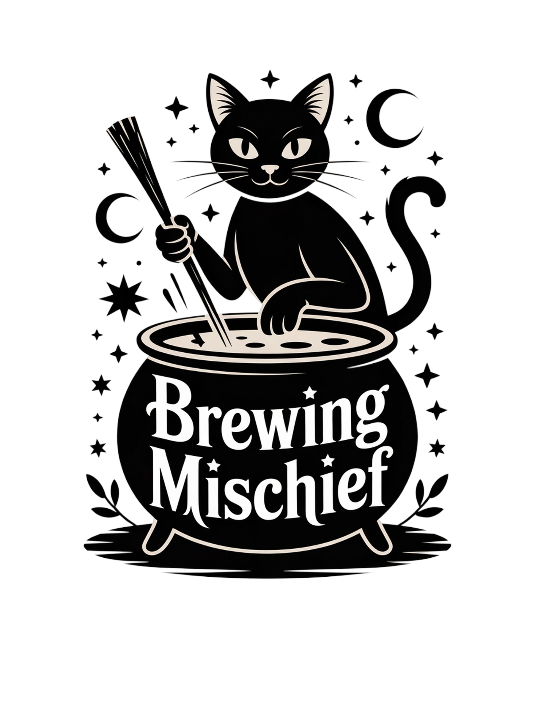 Witchy Black Cat Brewing Mischief Witchy Black Cat Brewing Mischief Tee - Mystical Vibes