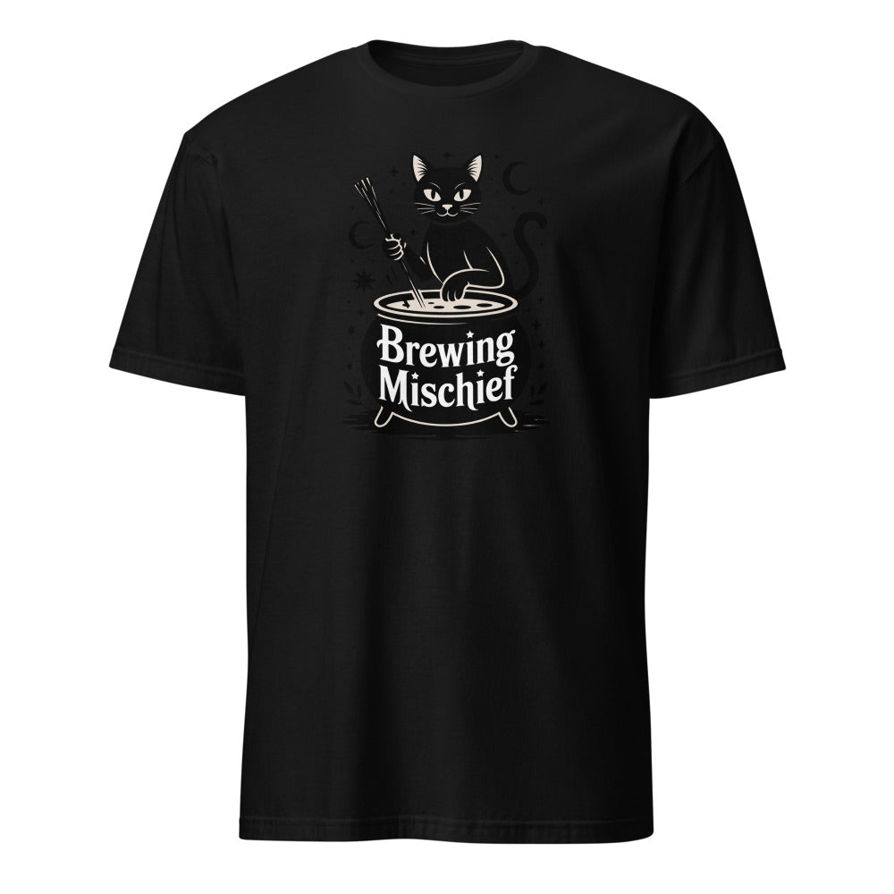 Witchy Black Cat Brewing Mischief Witchy Black Cat Brewing Mischief Tee - Mystical Vibes - Image 1