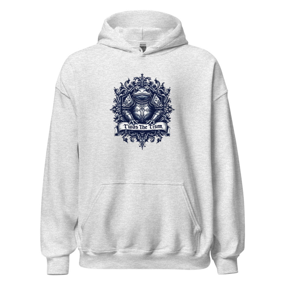 ’twas The ’tism, M’lord Medieval Frog Knight Meme Medieval Frog Knight 'Tism M'lord Heraldic Crest Hoodie - Image 3