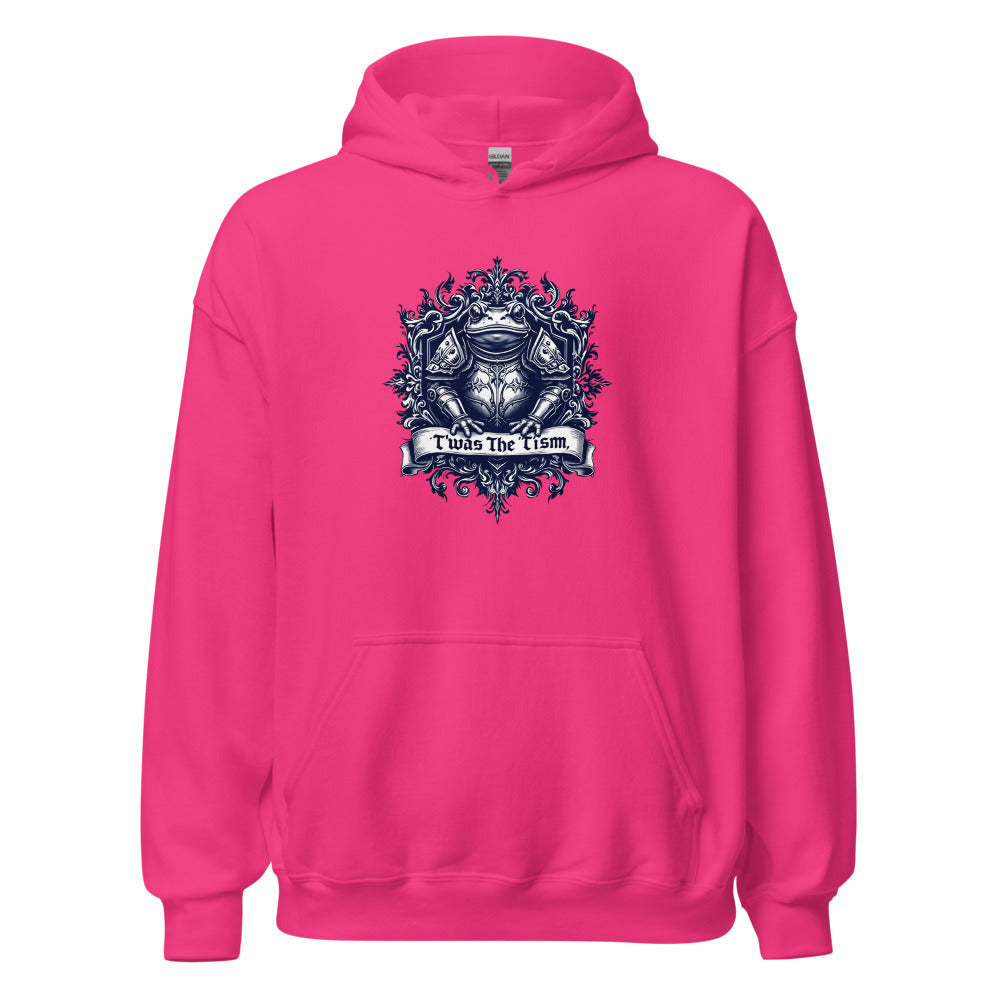 ’twas The ’tism, M’lord Medieval Frog Knight Meme Medieval Frog Knight 'Tism M'lord Heraldic Crest Hoodie - Image 1