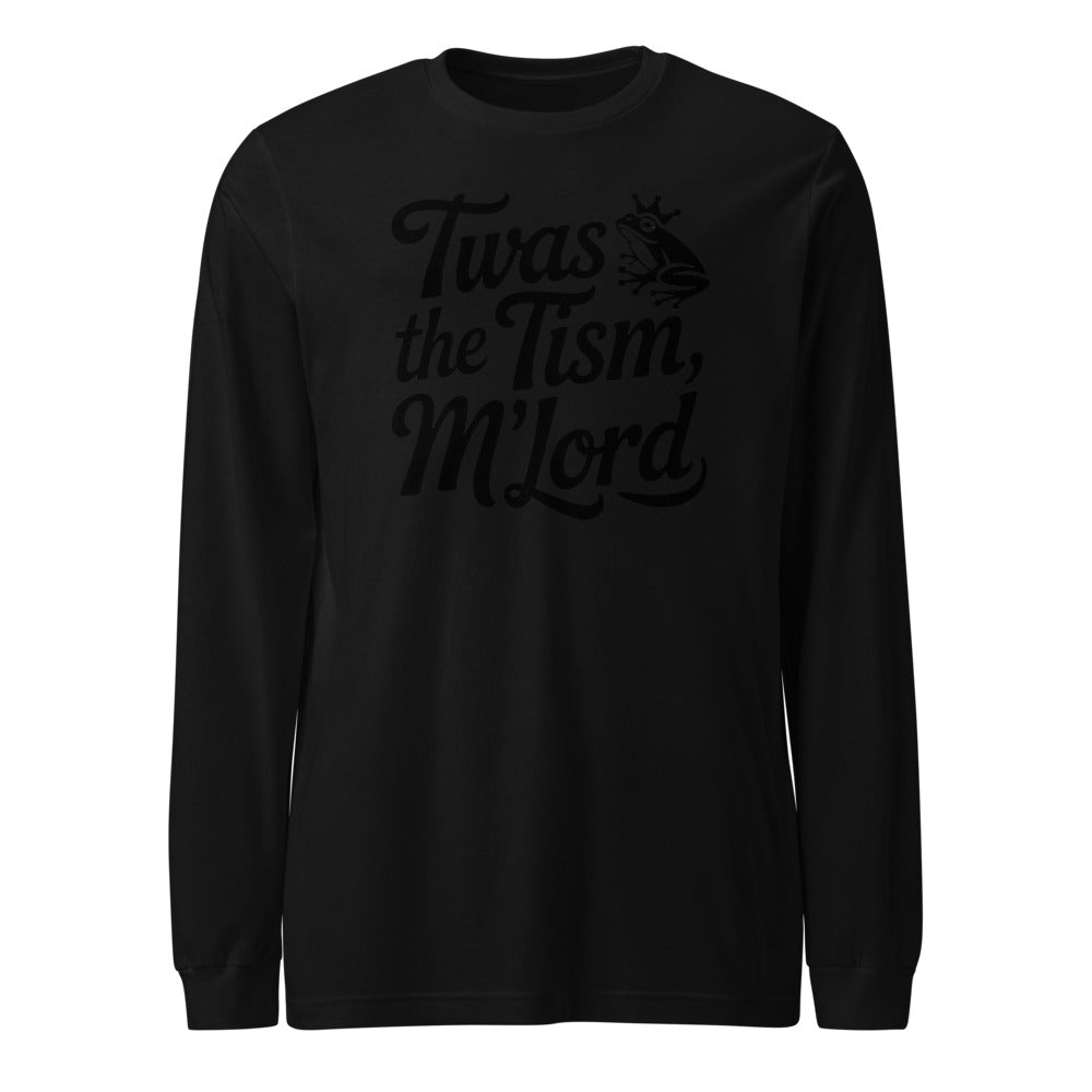 ’twas The ’tism, M’lord Medieval Frog Knight Meme 'Twas The 'Tism M'lord Minimalist Medieval Text Longsleeve - Image 1