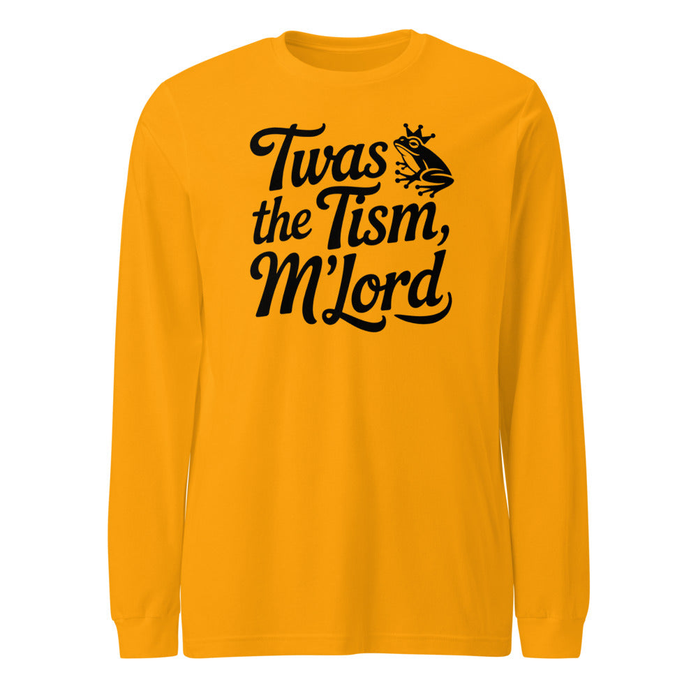 ’twas The ’tism, M’lord Medieval Frog Knight Meme 'Twas The 'Tism M'lord Minimalist Medieval Text Longsleeve - Image 2